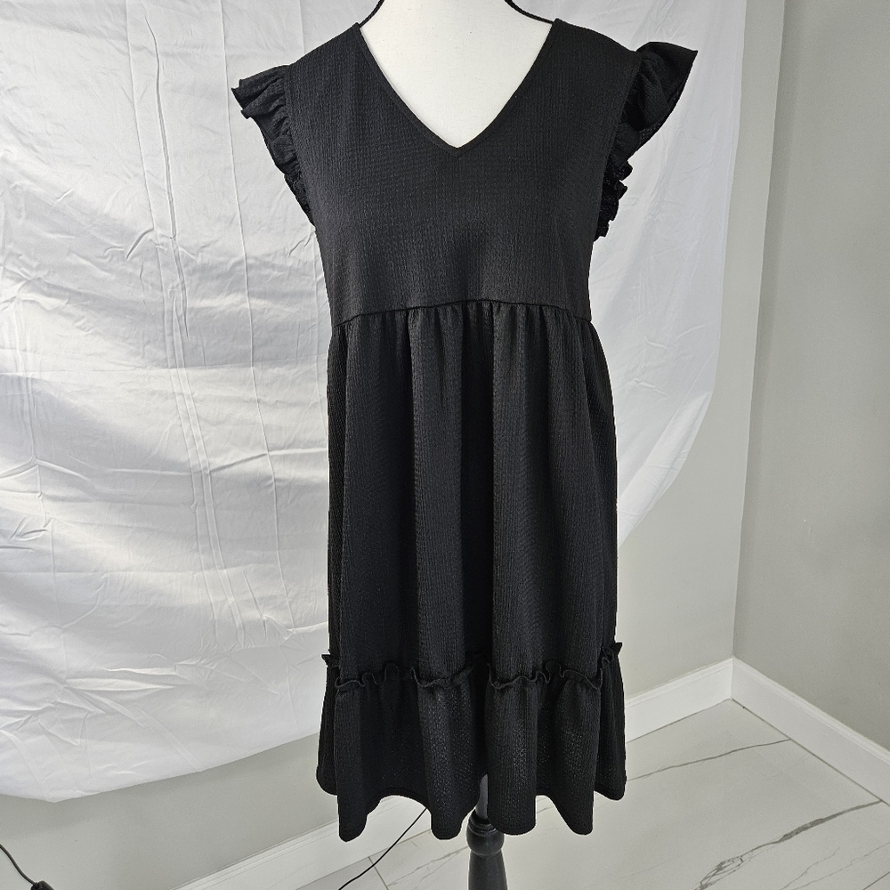 Black Ruffle Sleeve Dress
